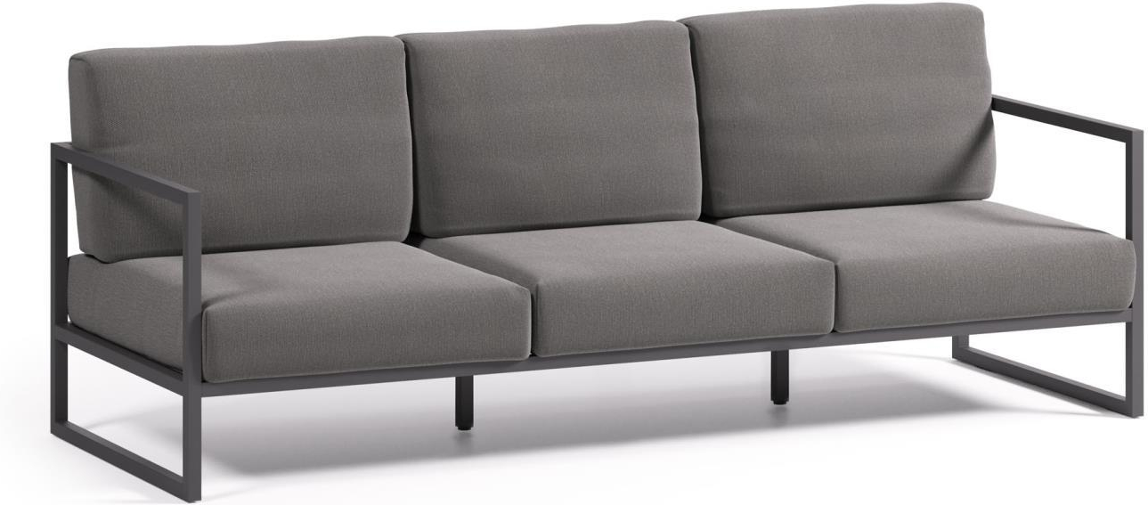 Sort 3-Personers Udendørs Sofa i Aluminium - Vejrbestandig