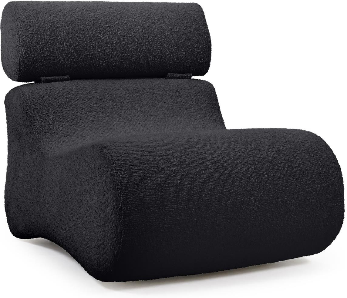 Sort Club Shearling Stof Moderne Polstret Loungestol Kave Home Lænestol - 8433840717883