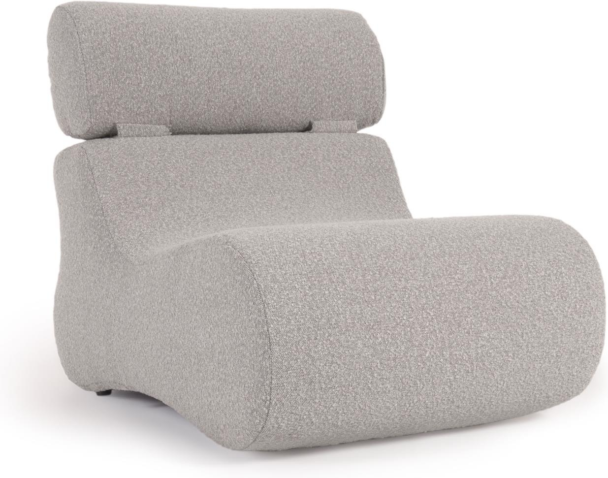 Lysegrå Polstret Club T Fleece Stof Med Ergonomisk Form Foldbar Nakkestøtte Kave Home Lænestol - 8433840717845