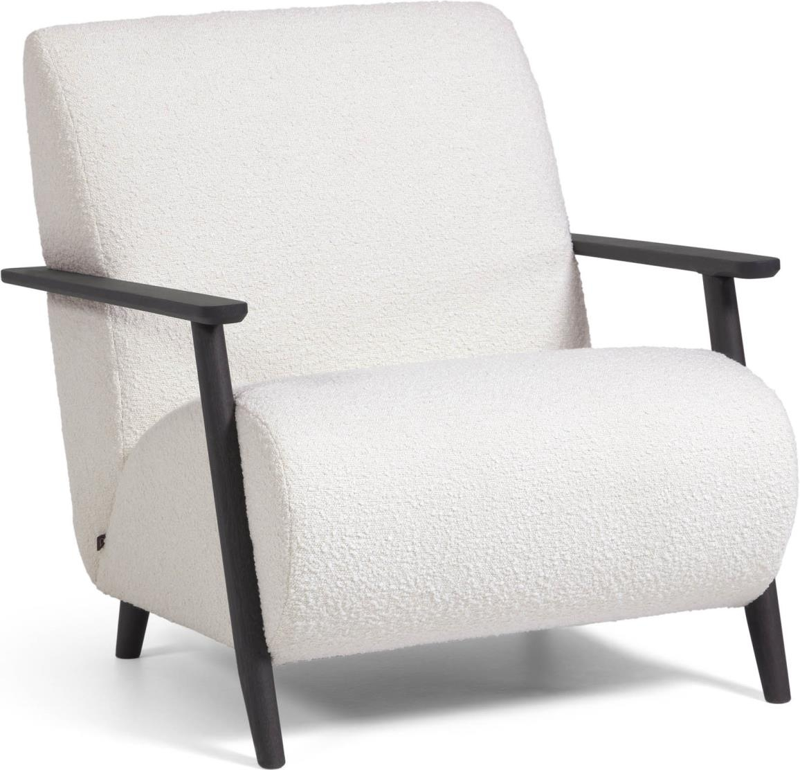 Hvid Meghan Sort Fleece Asketræ Wenge Nordisk Minimalisme Kave Home Lænestol - 8433840645360