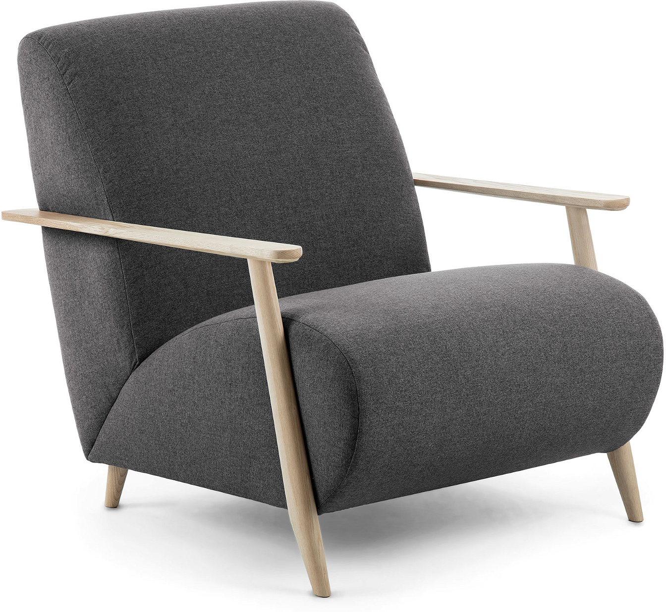 Sort/Natur Armstol Meghan Sort Natur Polstret Varese Stof Asketræ Wenge Finish Anti Plet Kave Home Lænestol - 8433840471976
