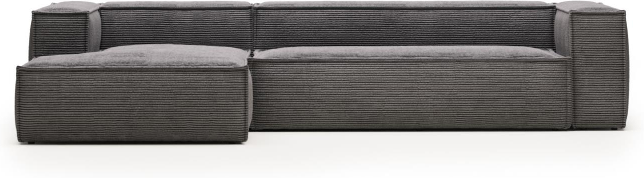 Grå Venstrevendt Chaiselong Sofa - Blok Fløjlsdesign
