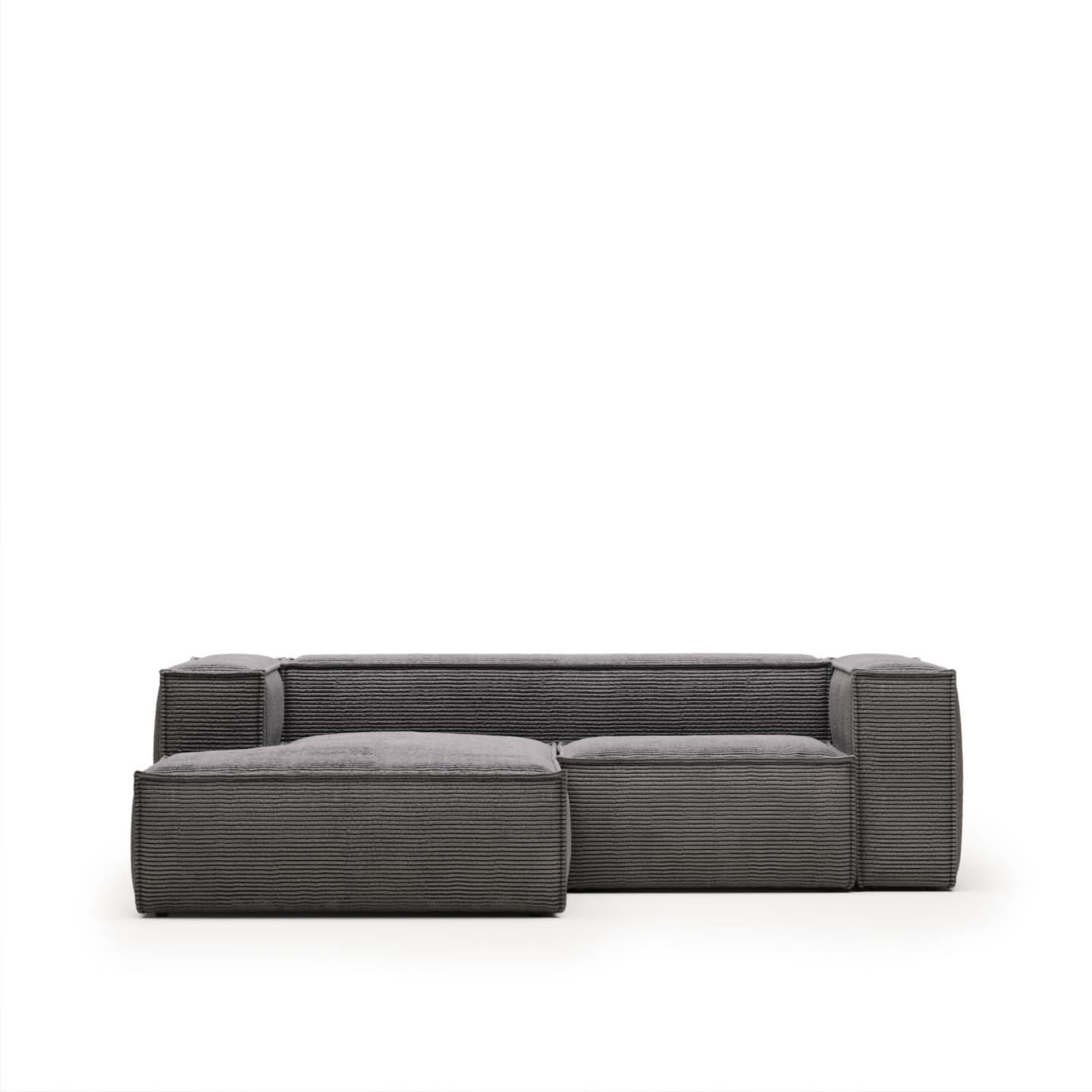 Elegant Grå Venstrevendt Chaiselong Sofa i Fløjl - Kave Home