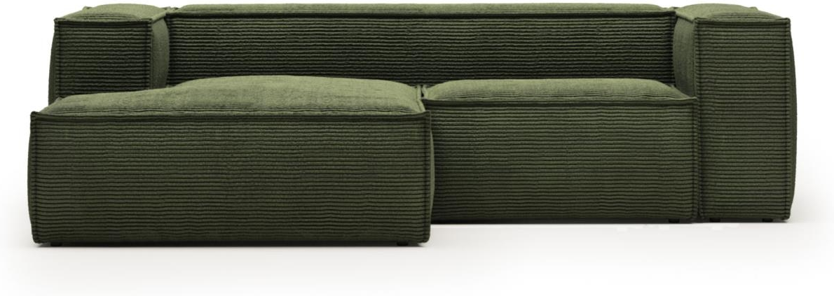 Grøn Chaiselong Sofa Blok Fløjl Venstrevendt - Kave Home