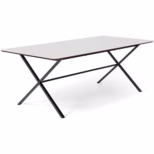 Elegant Hvid Meza Spisebord med Sort Krydsstel 210 cm