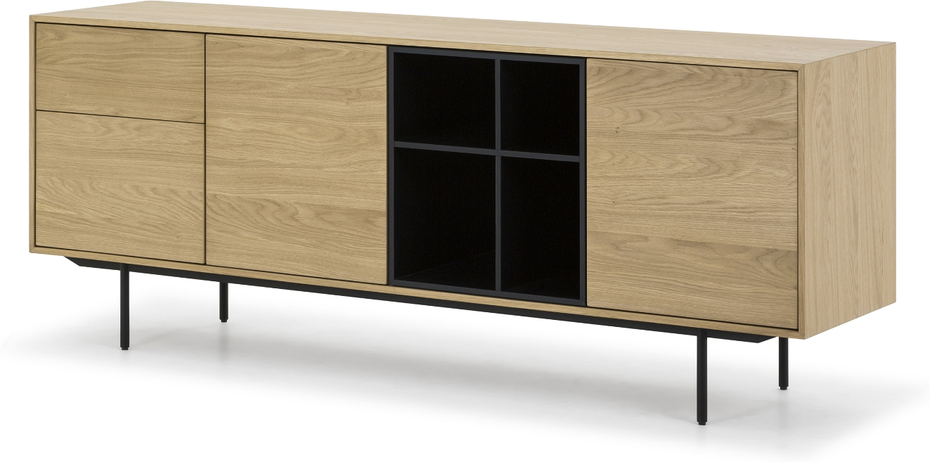 Eg Natur Hasseris Natur Egetræsfiner Folie & Pulverlakeret Stål 190x45x74 Nielsen Design Skænk