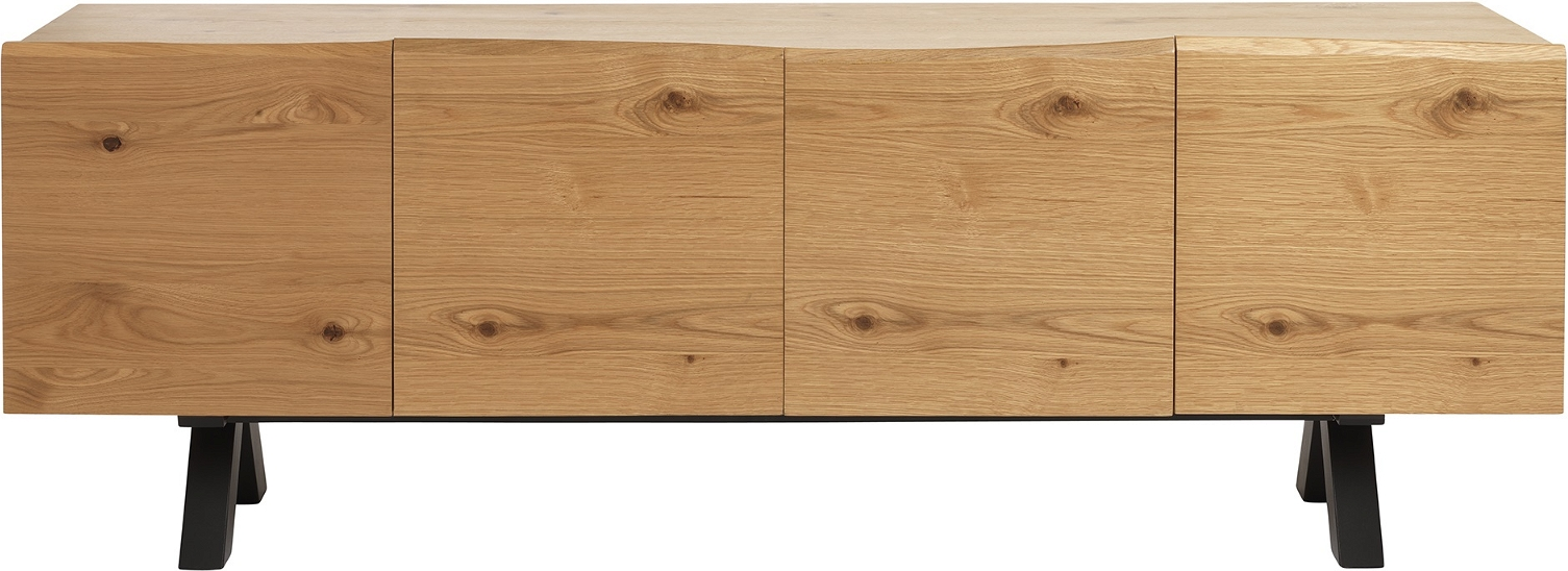 Sort Sideboard Oliveto Massivt Egetræ & Metal H73 B200 D47 Natur Nordique Design Skænk - 5704745072722