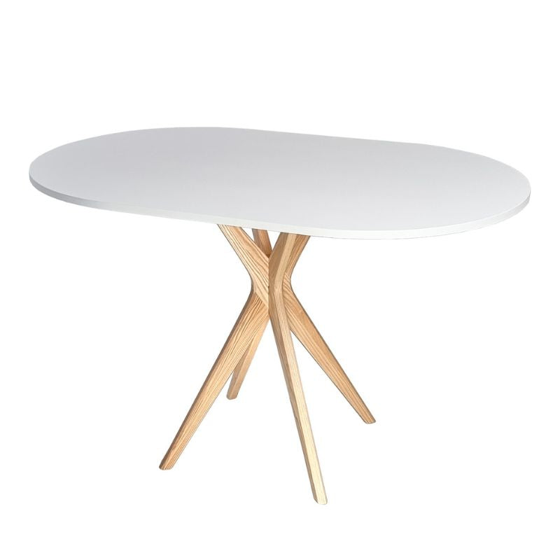 Hvidt Ovalt Spisebord i Massiv Asketræ - Elegant Design!