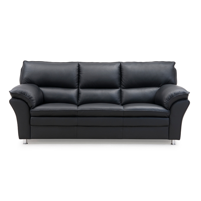 Elegant sort 3-personers sofa i semi-spalt læder