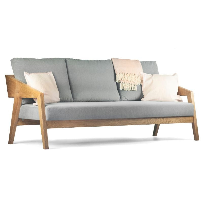 Piko Sofa i Massiv Egetræ med Grå Hynder - Stilfuld Design