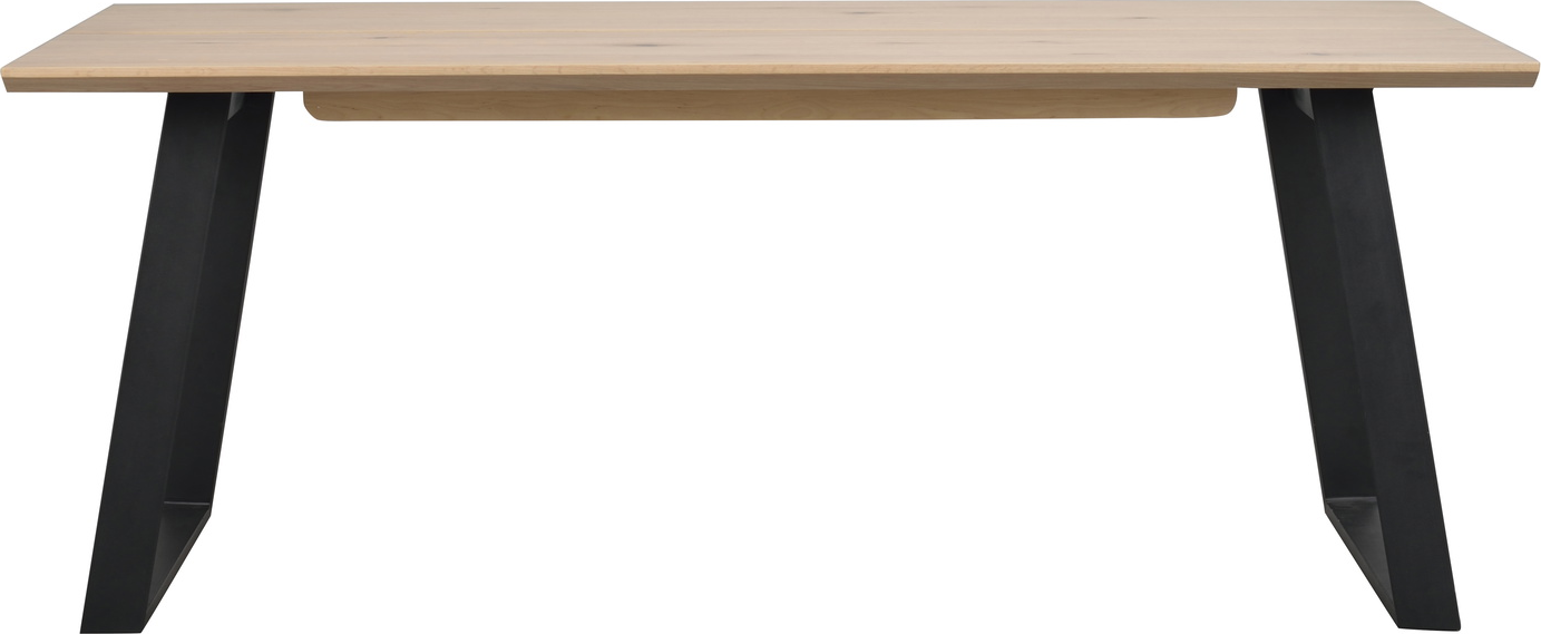 Elegant Spisebord i Hvidkalket Egetræ og Sort Metal - 210 cm