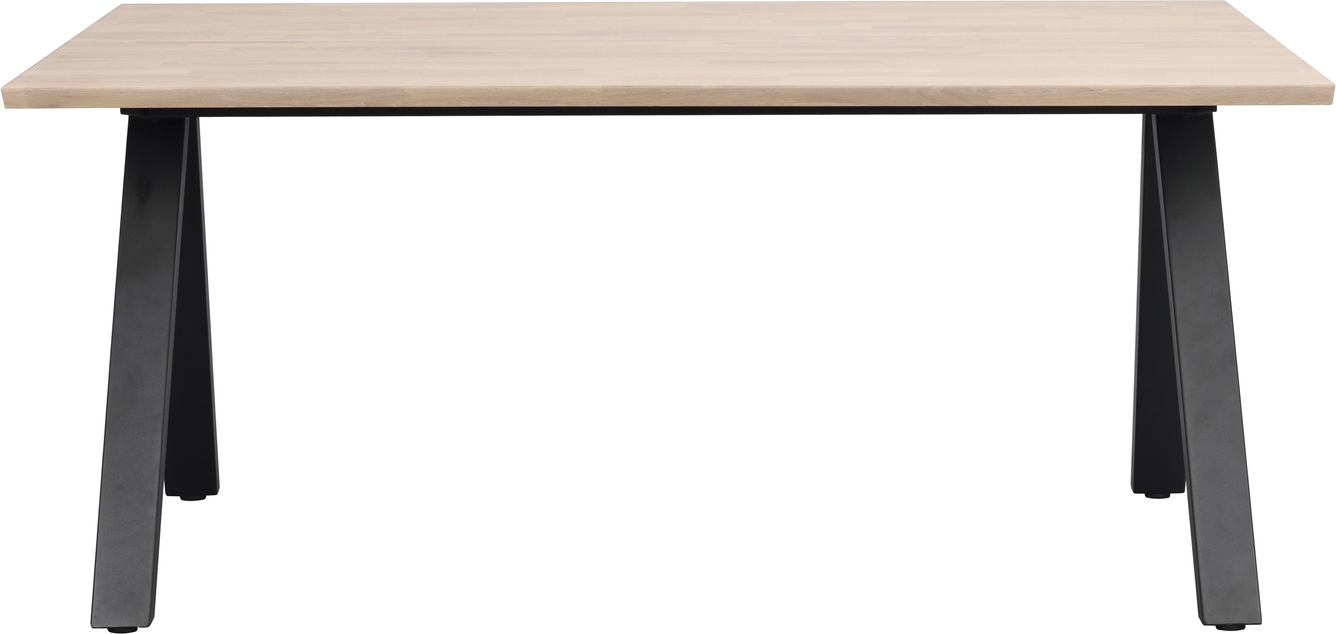 Elegant Hvidkalket Spisebord med Sort Benramme - 170x100