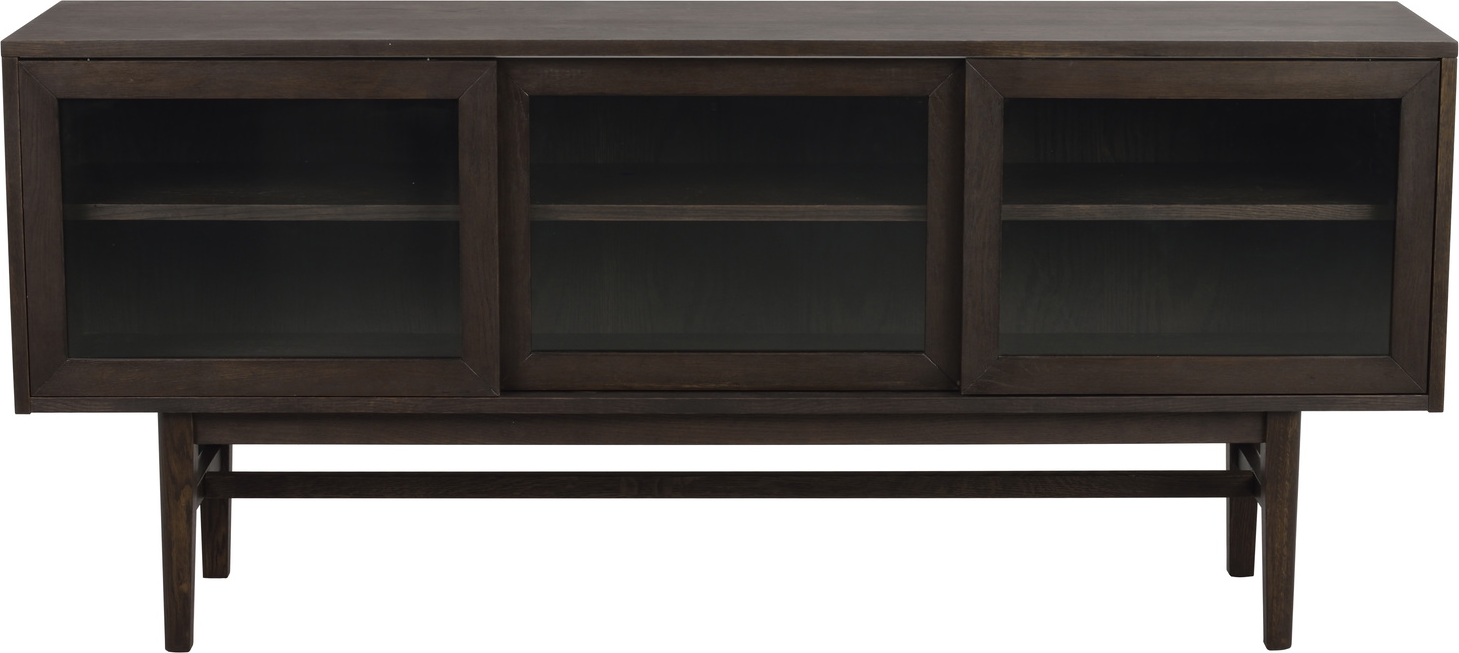 Brun Hazelton Olieret Egetræ Med Glaslåger Buffet Bænk Fsc 170x40x75 Rowico Skænk - 7340126559611