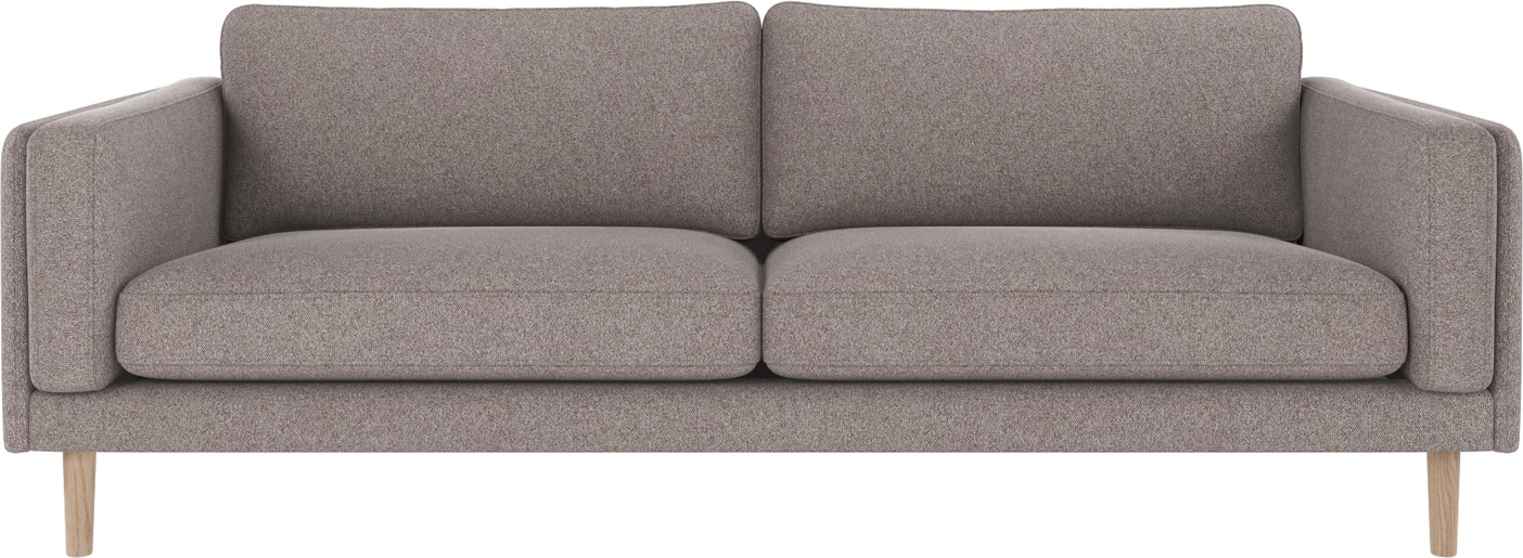 Stilfuld 3-personers sofa i gråbeige med hvidvaskede ben