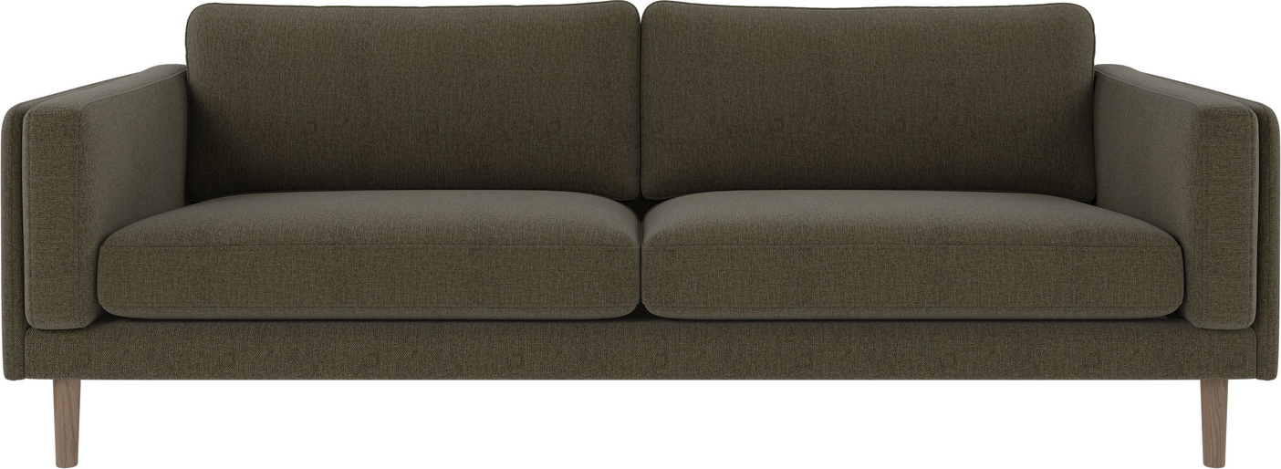 Dyb Grøn 3-Personers Sofa med Egetræramme – Elegant Design