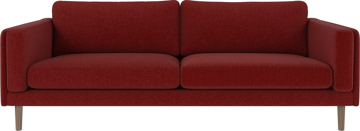 Rød 3-personers sofa med hvidkalkede ben – Tidløst design
