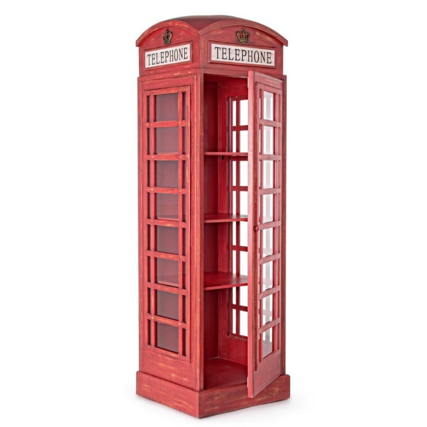 Elegant London Telefonboks Vitrineskab med Glaslåger