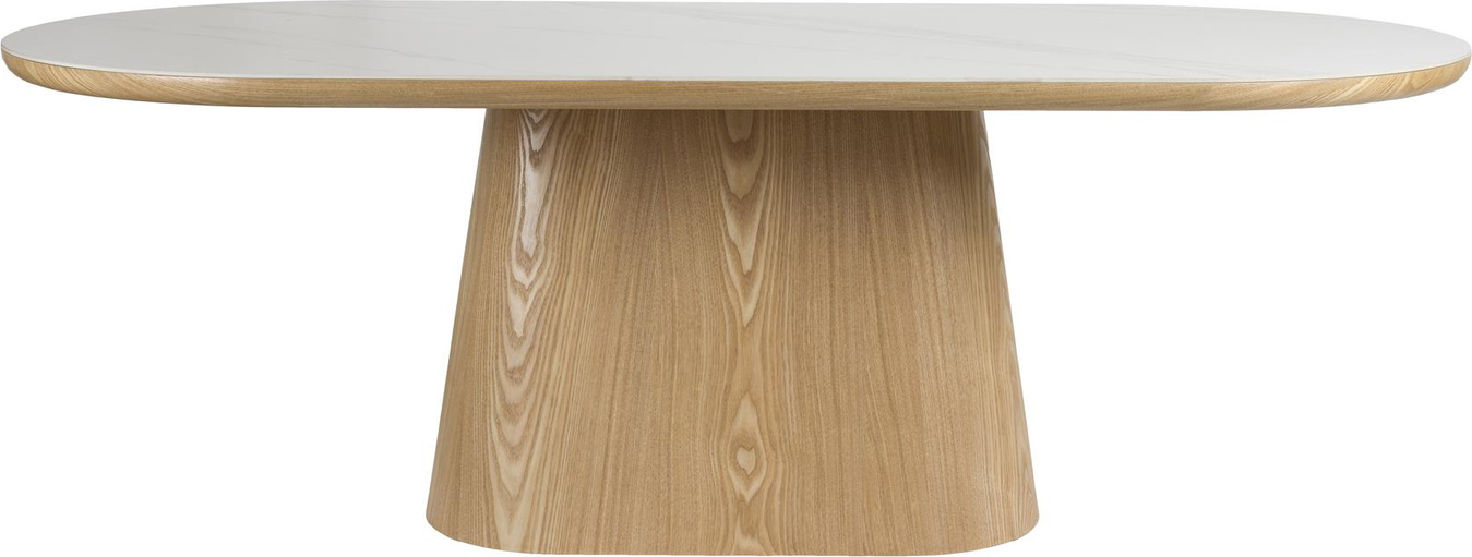 Hvid Almira Ovalt Natur Egetræsfiner 180x90 Studio White Spisebord - 8718548102637