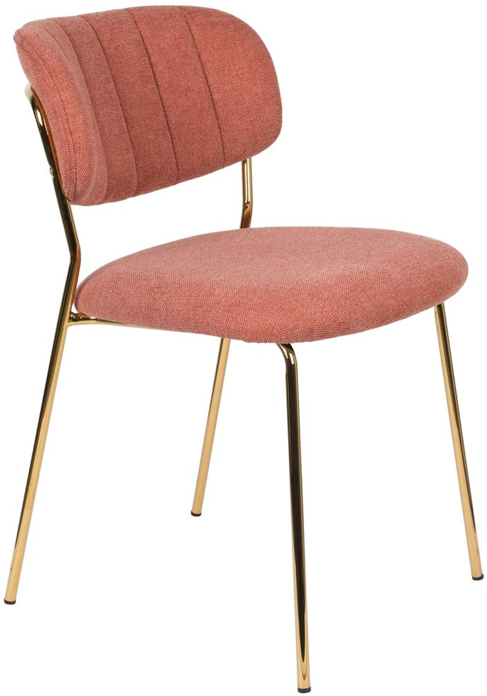 Hvid Spisebordsstol Jolien Rødlig Brun Polstret Stof Stålunderstel Studio White Spisestol - 8718548053052
