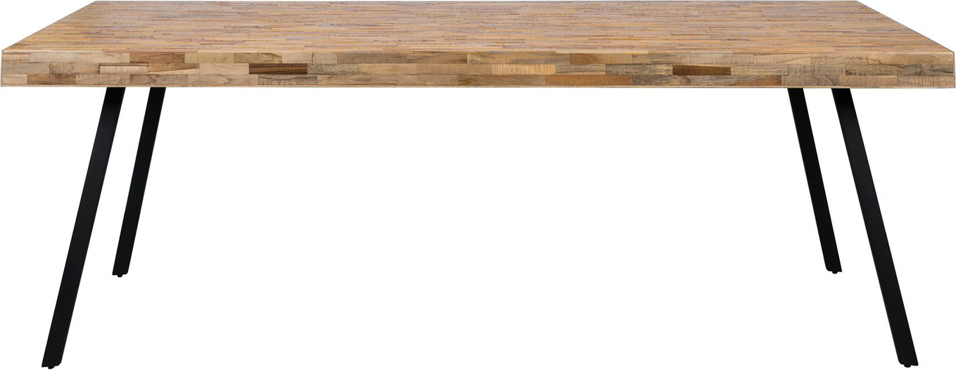 Sort Suri 220x100 Natur Teak Ubehandlet Metalramme Studio White Spisebord - 8718548048539