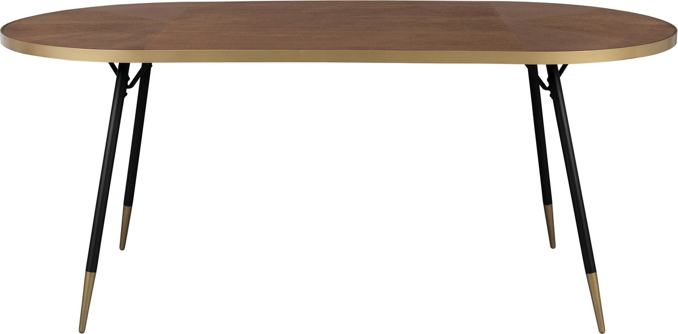 Sort Denise Ovalt Mørk Natur Askefiner Med Metalstel 180x90x75 Studio White Spisebord - 8718548048751