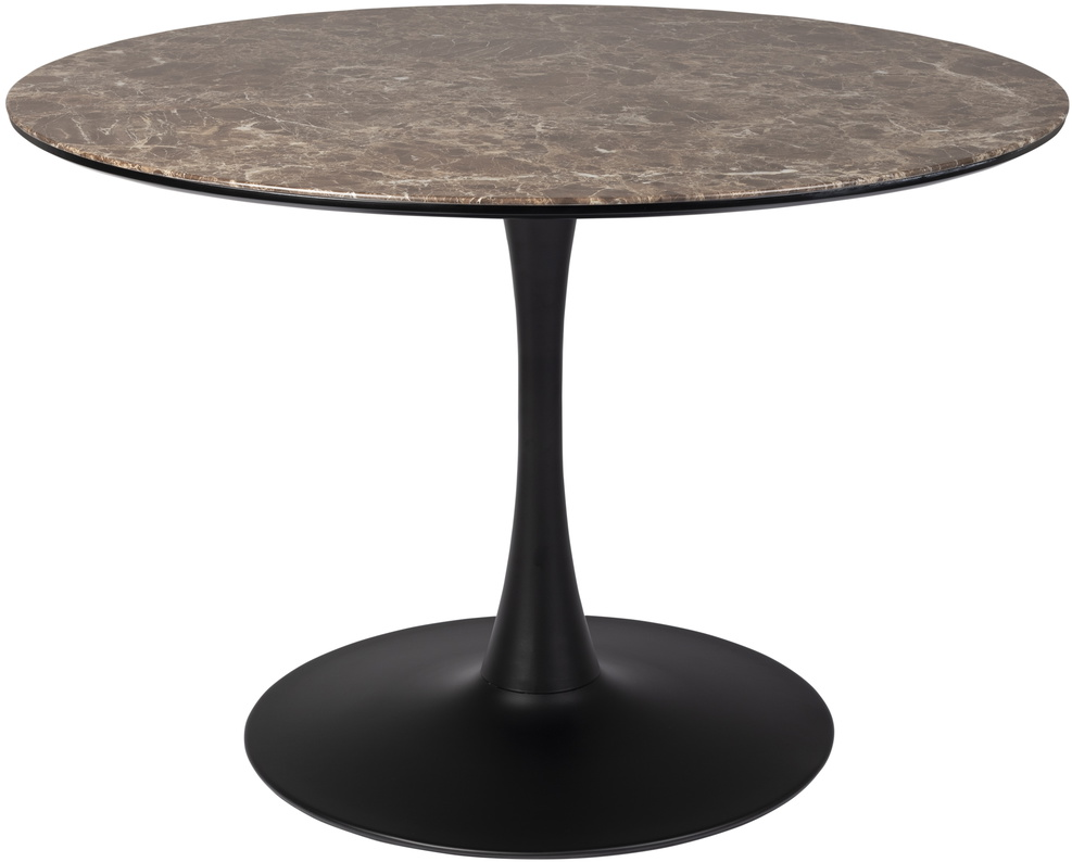 Sort Maru Rund Ø110 Grå Marmorlook Mdf Bordplade Metalstel Studio White Spisebord - 8718548071261