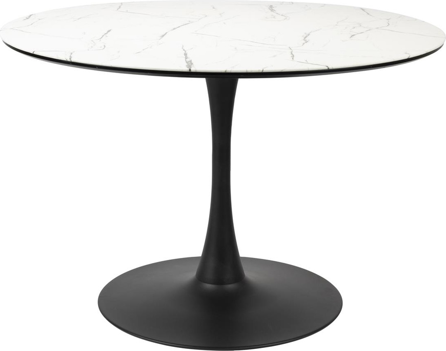 Elegant Rundt Spisebord i Offwhite med Marmorlook Ø110 H75