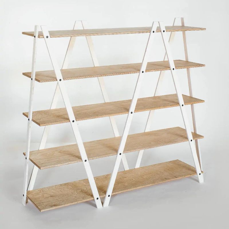 Elegant Hvid Sik Sak Reol med 5 Hylder - Perfekt Opbevaring