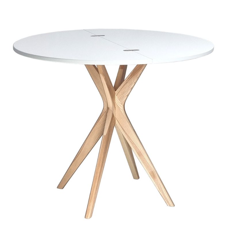 Pladsbesparende Hvidt Foldbart Spisebord Ø90 cm - Ideelt til Små Rum