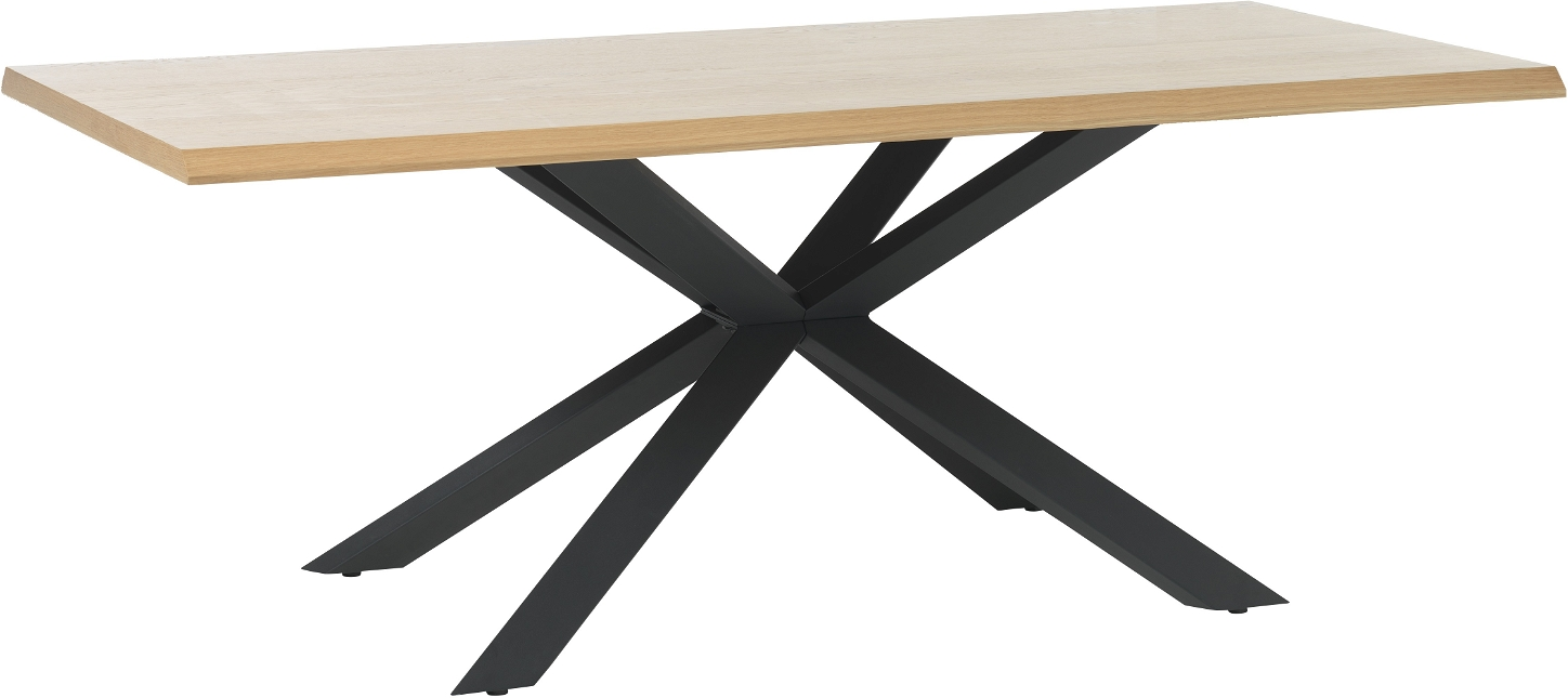 Natur Arno 200x100x75 Til Pers Lig Egetræs Bordplade & Sorte Metalben Nordique Design Spisebord - 5704745088815