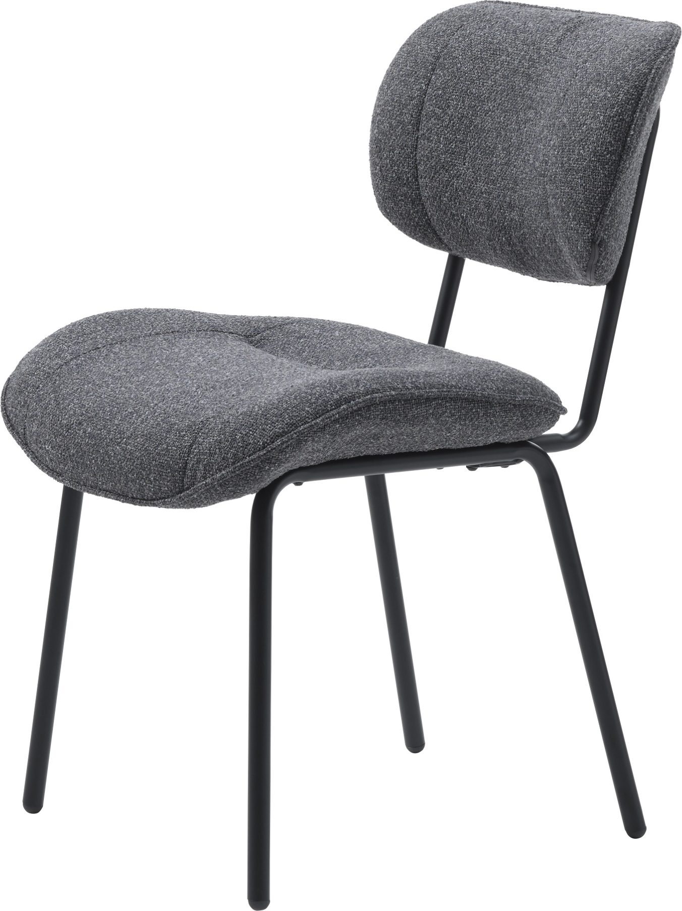 Mørkegrå Spisebordsstol Buffalo Polyester Boucle Med Sorte Metalben Nordique Design Spisestol - 5704745146638