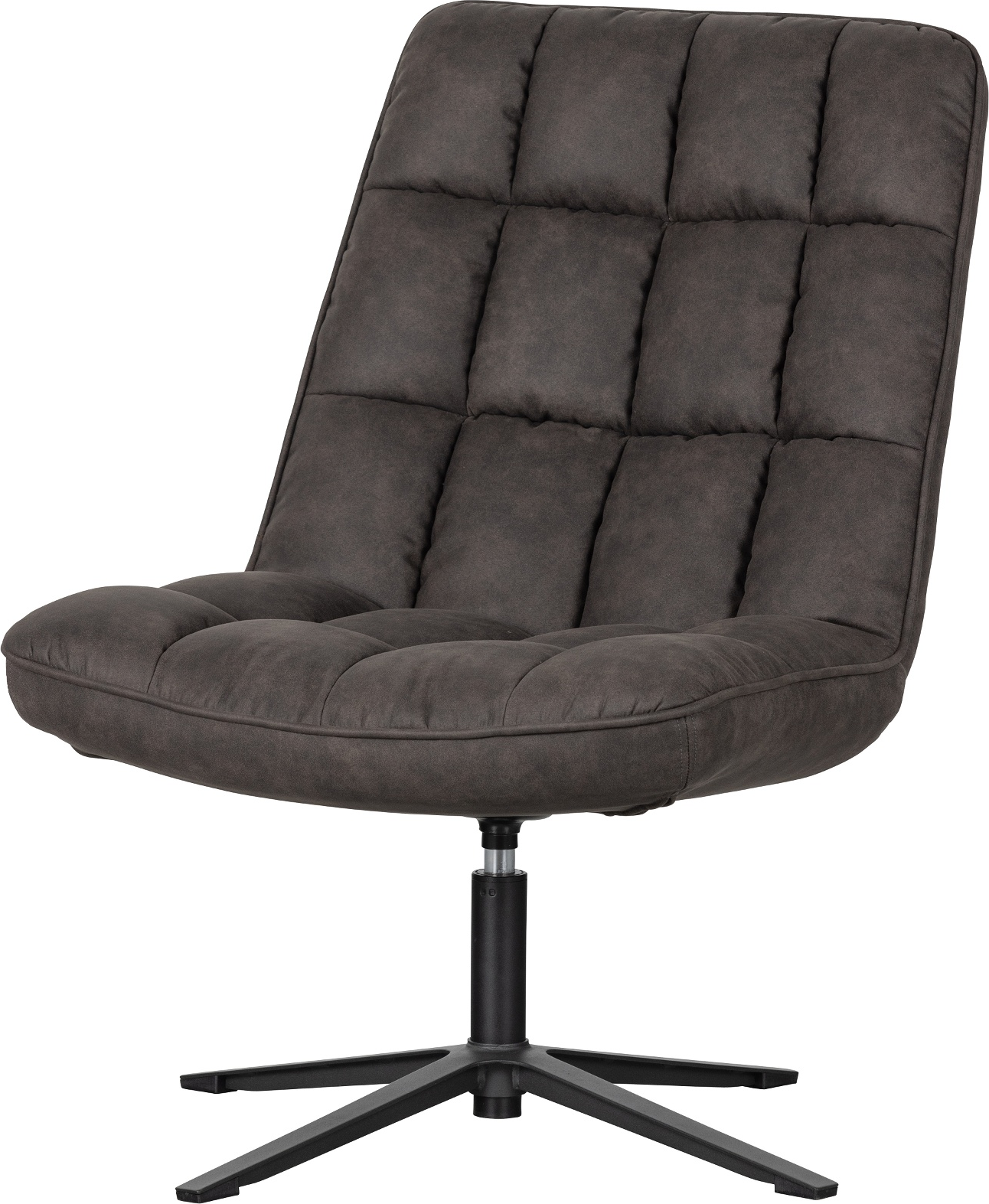 Sort Loungestol Collection Dirkje Læder Svingbar Metalbase Woood Lænestol - 8714713149162