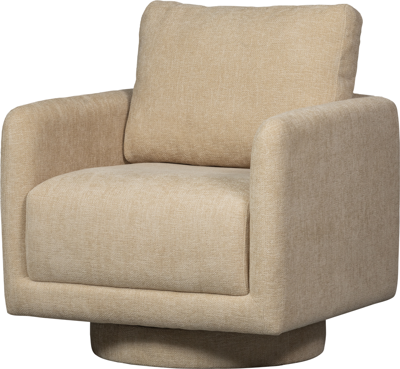 Natur Oscar Chenille Polyester Med Drejefunktion Ergonomisk Armlæn Woood Lænestol - 8714713201433