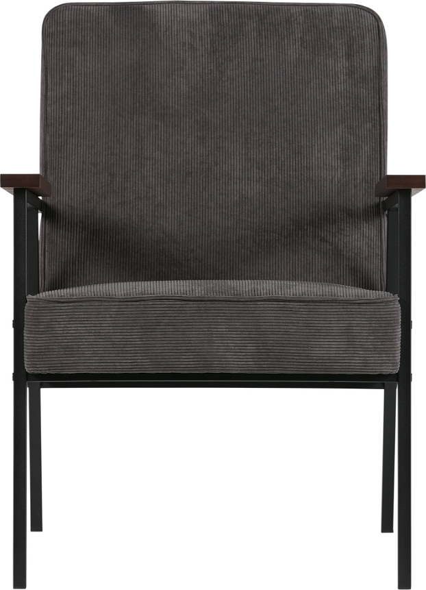 Sort Sally Antracitgrå Ribbet Polyester Nylon Metalramme H87xb65xd82 Woood Lænestol - 8714713067930