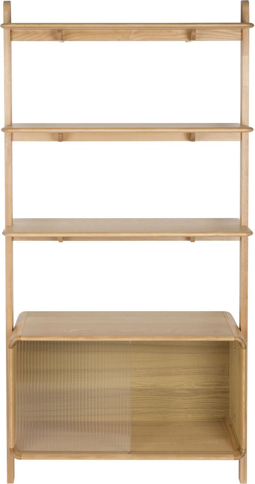 Mørk Sand Rise Asketræ Med Ribbet Glas Skydedør 18090 Zuiver Reol - 8718548095625