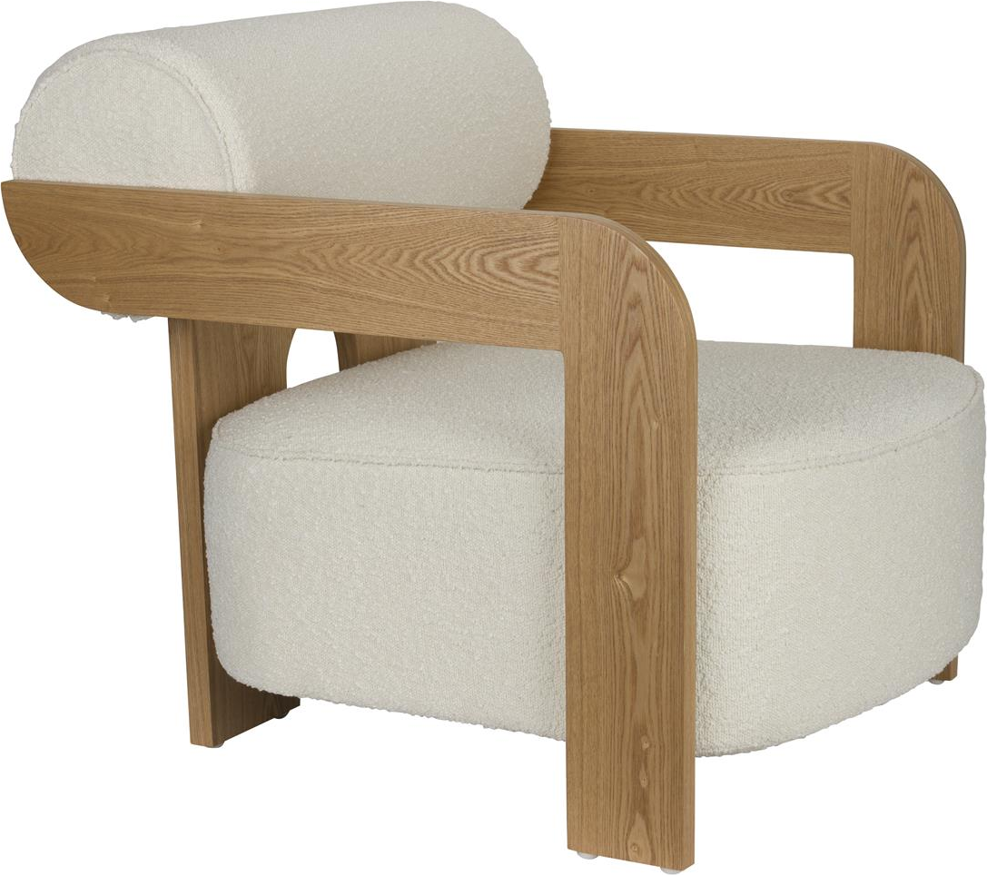 Lysgrå Loungestol Oolong Boucl Polyester Med Asketræsfod H76 B72 L90 Zuiver Lænestol - 8718548100091