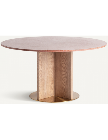 Elegant Rosa Terrazzo Rundt Spisebord med Guldfod