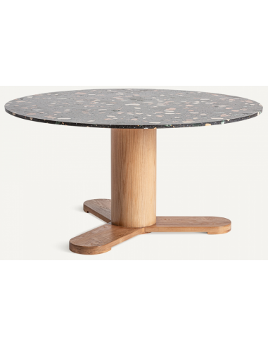 Sort Budhir Rundt Terrazzo Spisebord Ø150 cm i Egetræ
