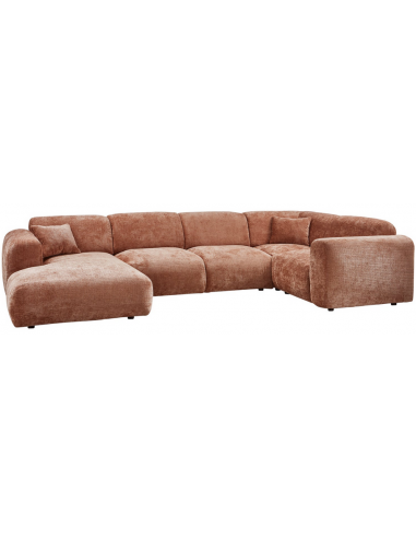 Moderne Højrevendt U-Sofa i Terracotta Chenille 345x198 cm