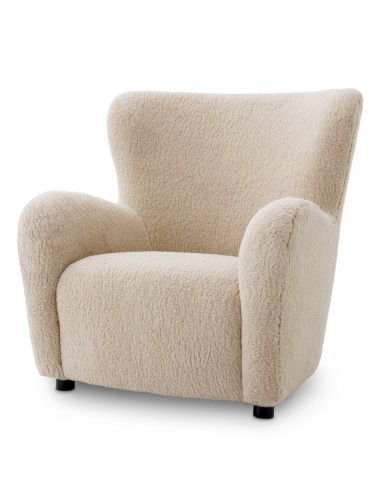 Svante Træ Teddy Plys Polyester H97 Sort Creme Eichholtz Lænestol