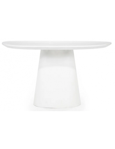 Moderne Elin Rundt Spisebord i Mat Hvid Glasfiber Ø130 cm
