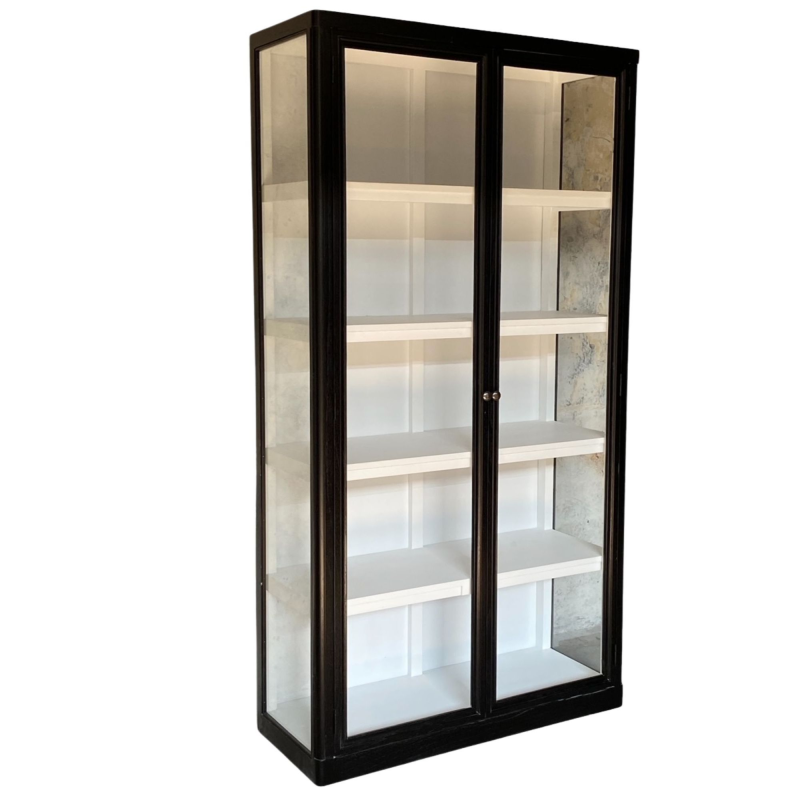 Sort Vitrineskab med Glas Sider - Elegant Opbevaring