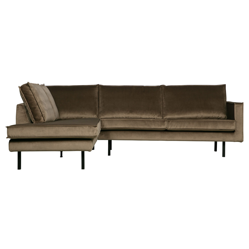Brun Rodeo Hjørne Venstrevendt Velour Taupe Bepurehome Sofa - 8714713106479