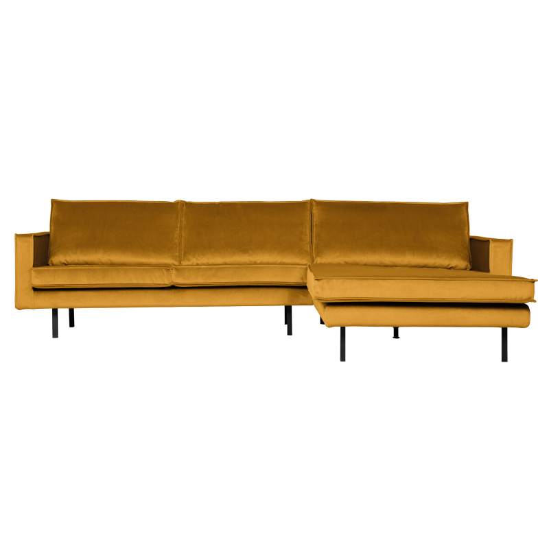 Gul Rodeo Chaiselong Højrevendt Velour Ochre Bepurehome Sofa - 8714713105090