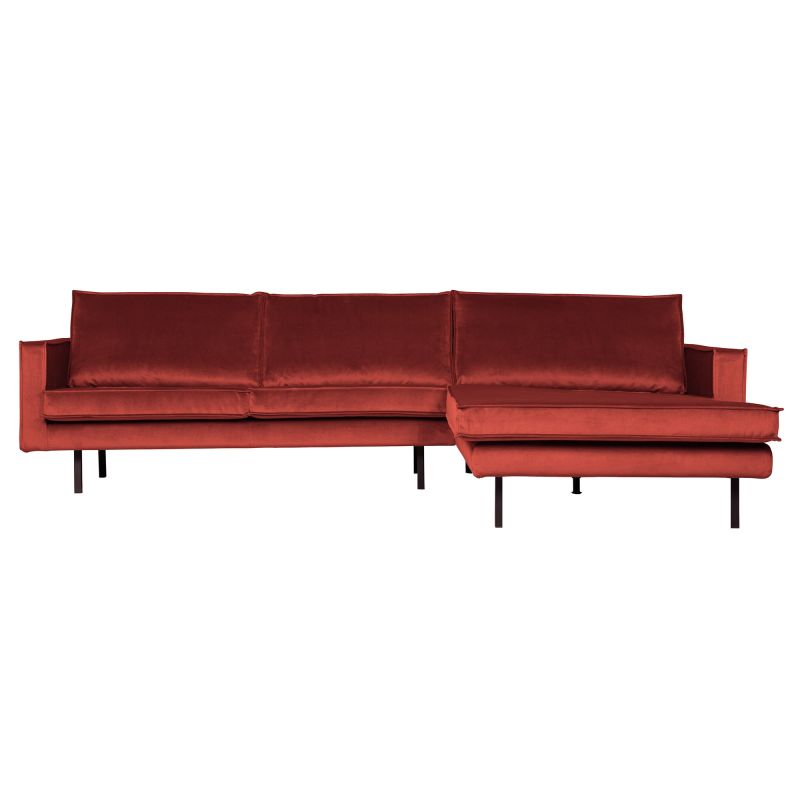 Brun Rodeo Chaiselong Højrevendt Velour Chestnut Bepurehome Sofa - 8714713125999