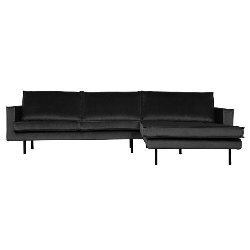 Grå Rodeo Chaiselong Højrevendt Velour Anthracite Bepurehome Sofa - 8714713103720