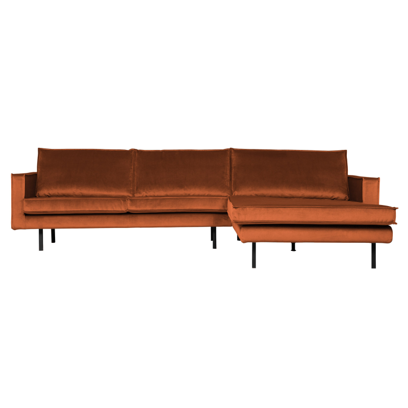 Rust Rodeo Chaiselong Højrevendt Velour Bepurehome Sofa - 8714713105335