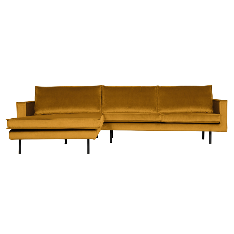 Gul Rodeo Chaiselong Venstrevendt Velour Ochre Bepurehome Sofa - 8714713105106