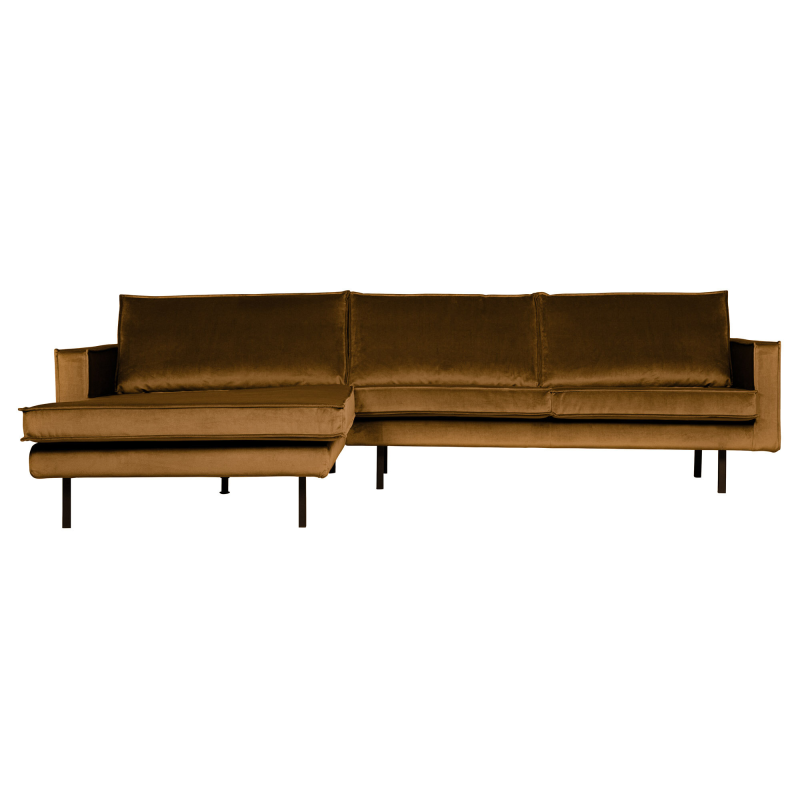 Gul Rodeo Chaiselong Venstrevendt Velour Honey Yellow Bepurehome Sofa - 8714713104925