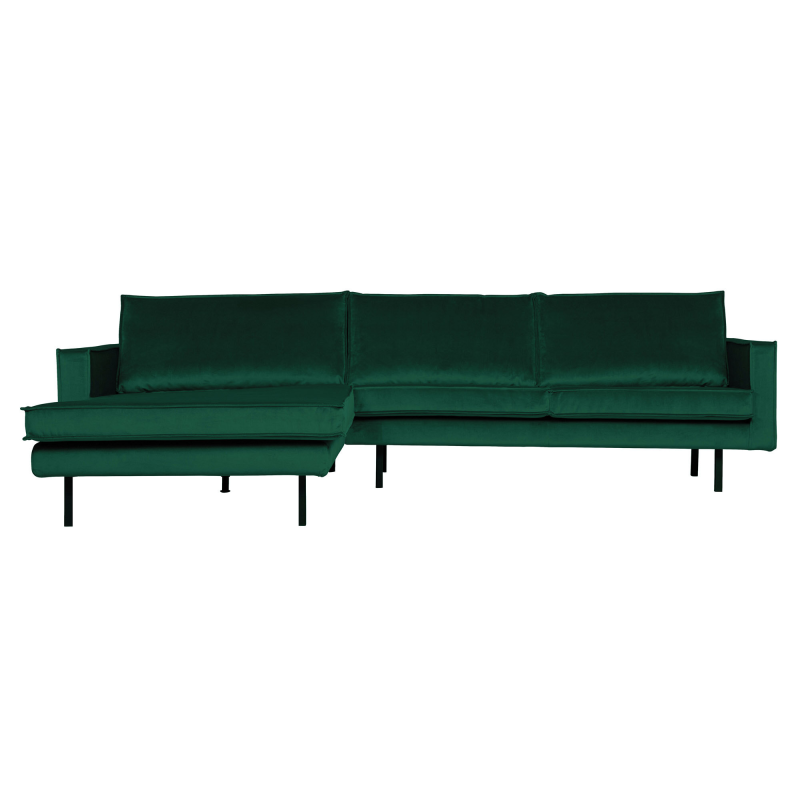 Grøn Rodeo Chaiselong Venstrevendt Velour Forest Green Bepurehome Sofa - 8714713104864